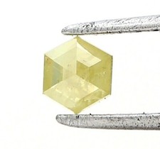 rustic real natural diamond 0.21ct gold yellow sparkling hexagon step cut jewel