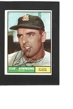 CURT SIMMONS Signed Original 1961 Topps St. Louis Cardinals AUTOGRAPH