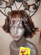 Magic Touch Dark Brown Curly Wig w/Light Brown Streaks.  MAGIC TOUCH. F-2038