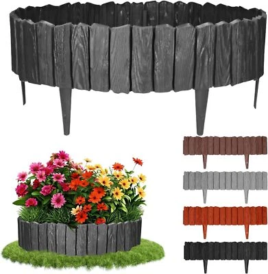 GARDENIX ✅2,3 m aspecto madera borde de cama borde de césped empalizada de jardín valla de cama✅