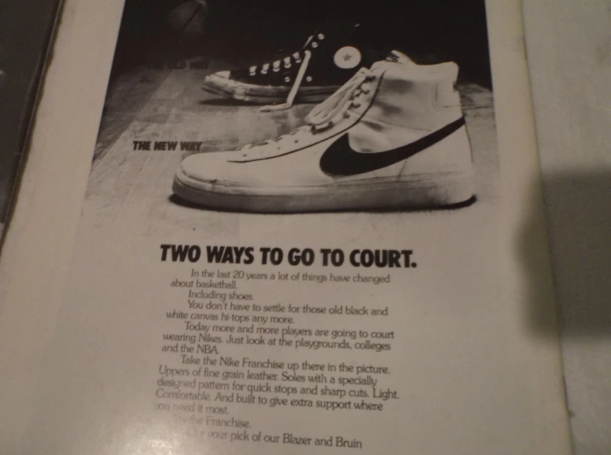 2 VTG 1980 Nike Basketball Sneaker Shoe Advertisement Print Blazer