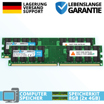 8GB DDR2 RAM PC2-6400U 2Rx16 UDIMM - PC2-6400U-666 800 MHz NUR AMD (2x 4GB)