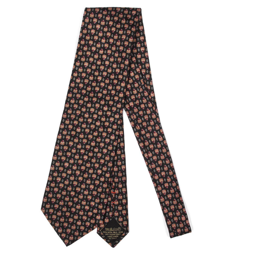 BRIONI Esquisite Flourish Deco Owl Eyes Diamond Design Men's Silk Neck Tie - Image 2 of 4