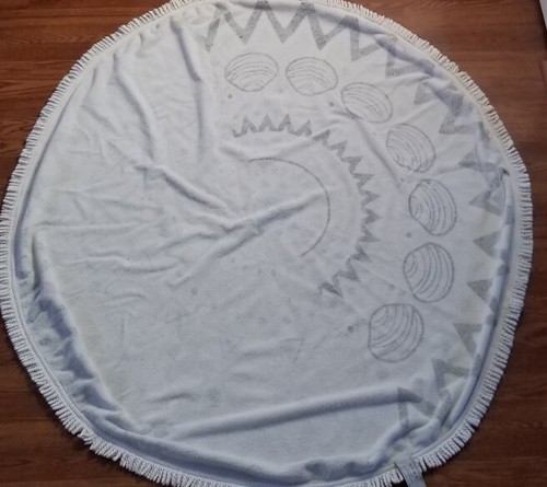 Tofino Towel Co. LARGE Round Beach Towel Blanket 60x60 Blue and White Chesterman - Picture 10 of 12