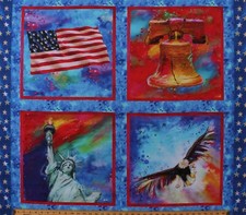 35.5" X 43" Panel American Flag Eagle Patriotic USA Icons Cotton Fabric D671.21
