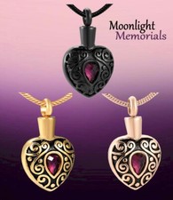New Heart Crystal Embossed Cremation Urn Keepsake Ashes Memorial Necklace