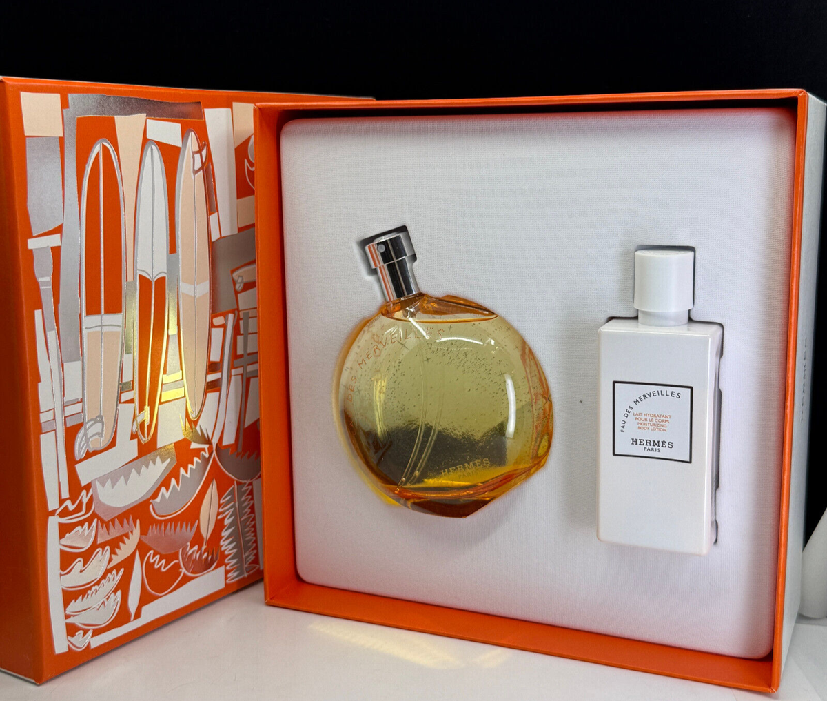 NEW Hermes Eau Des Merveilles 2pieces set (EDT3.3oz + 2.7oz body