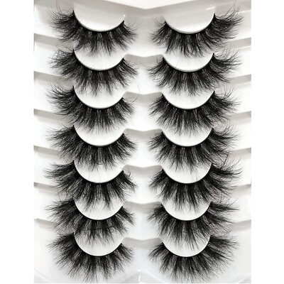  7 Pairs Dramatic Faux Mink Cat-Eye Fluffy False Eyelashes with 8D Wispy style