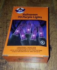 Halloween Indoor/Outdoor Light Set Purple String Lights 70 Lights NEW