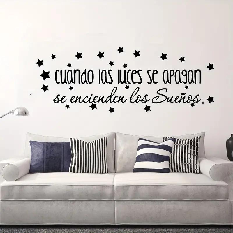 Door Decor Spanish Sentences Plastic Medium Wall Modern Self-adhesive Black