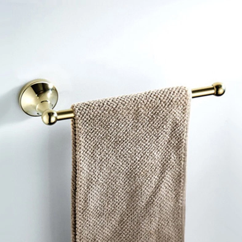 Gold Polished Brass Bathroom Single Rail Face Towel Rack Bar Holder Hanger - Image 4 of 4