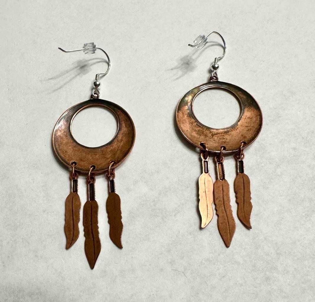 Wheeler Manufacturing Copper Dangle Earrings w/ S… - image 5