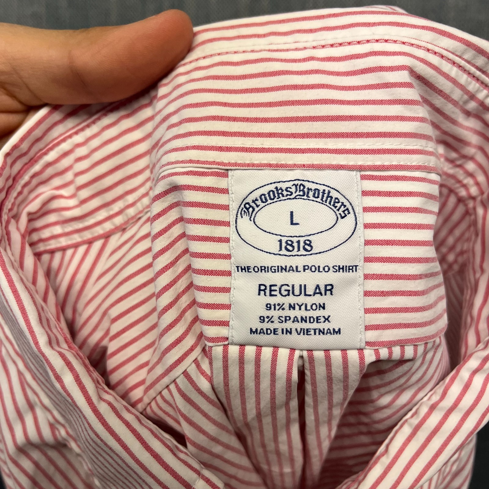 Brooks Brothers Original Polo Men's Shirt Size L Red White Striped Button Down thumbnail 12