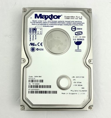 Maxtor DiamondMax Plus 9 120GB ATA/133 HDD Hard Drive 3.5 Series UNTESTED