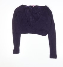 Monsoon Women Purple Wrap Angora V-Neck Jumper Size 12