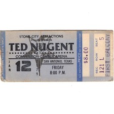 TED NUGENT & ANGEL Concert Ticket Stub SAN ANTONIO 1/12/79 WEEKEND WARRIORS TOUR