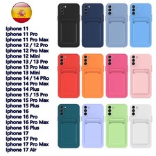 Funda silicona con tarjetero para iPhone 11 12 13 14 15 16 17 Pro Max Plus Air