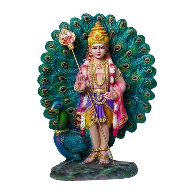 Hindu Gott Lord Murugan Kumaraswamy Statue Figur Prunkstück Idol Harz