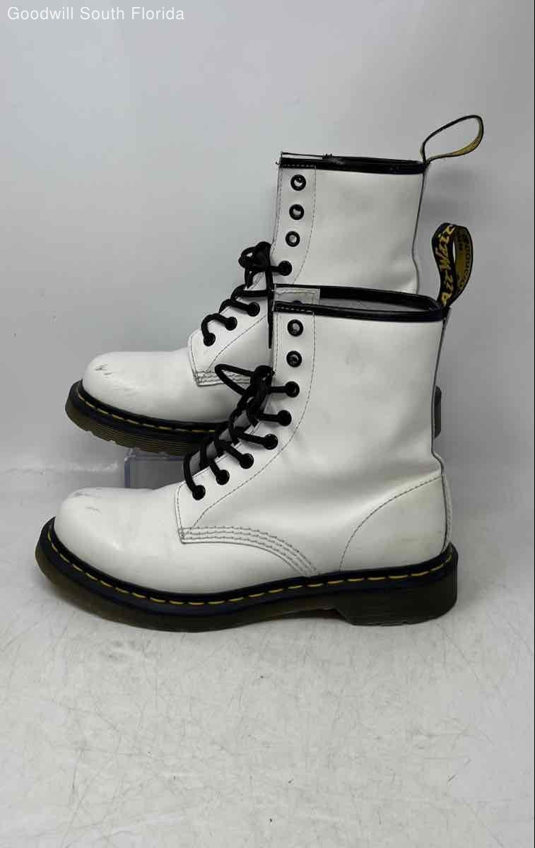 Dr. Martens Womens White Leather Lace-Up Round Toe Ankle Combat Boots Sz EUR 39