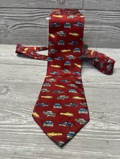 Museum Artifacts All Silk Classic Vintage Cars Red Neck Tie Made in USA