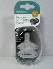 2-Pack NANOBEBE 6m Extra Soft Clear Silicone Nipples Fast Flow