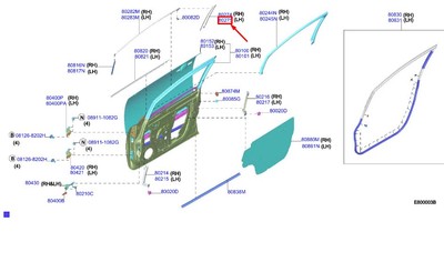 Nissan Blatt Ze1 Mk2 Vordere linke Tür B-Säulen-Trim 802D35SK1A NEUE EREUTE
