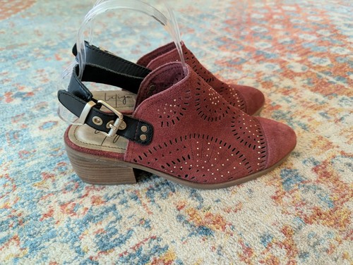 Latigo Muren Burgundy Suede Slingback Heeled Mules Womens 6.5 M Anthropologie