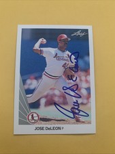 Jose DeLeon SIGNED 1990 Leaf #485, St. Louis Cardinals, AUTOGRAPHED