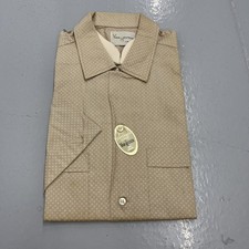 NOS Vintage 60s Van Heusen Beige Pattern Cotton Shirt 1960s True Vintage