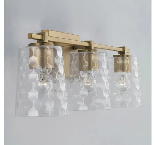 Capital Lighting 143531AD-517 Burke Clear Honeycomb Glass Bath Vanity Wall... - Picture 1 of 3