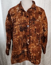 Size 2/L CHICO'S Asian Silk Linen Blazer Jacket Button Front 3/4 Sleeve Collared