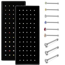 120× Stud Nose Rings Bone Stud Stainless Steel Color Pin Jewelry Piercing Body