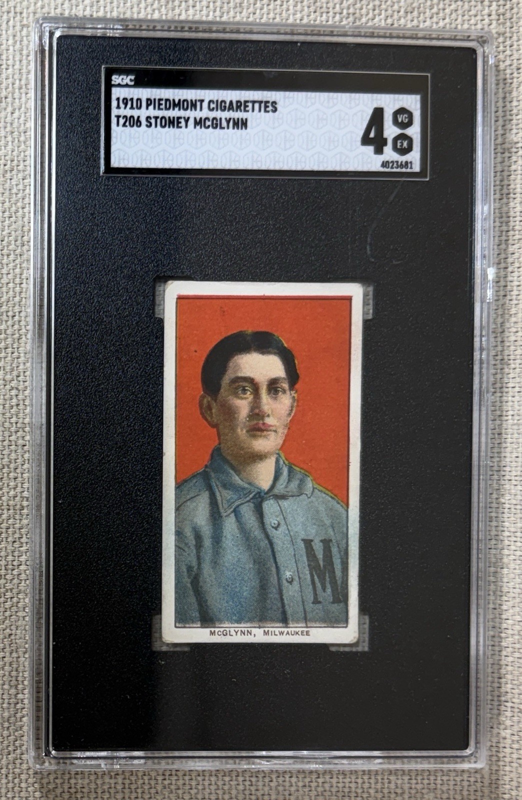 1910 T206 Piedmont 350 STONEY McGLYNN Portrait SGC 4 VGEX! Milwaukee