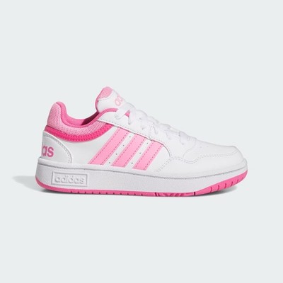 Adidas HOOPS 3.0 K Kinder Sneaker UK 11,5/30 Weiß/Rosa Neu Mädchen Unisex
