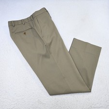 Brooks Brothers Regent Dress Pants 100 Wool Beige Flat Front Mens Size 35 x 32