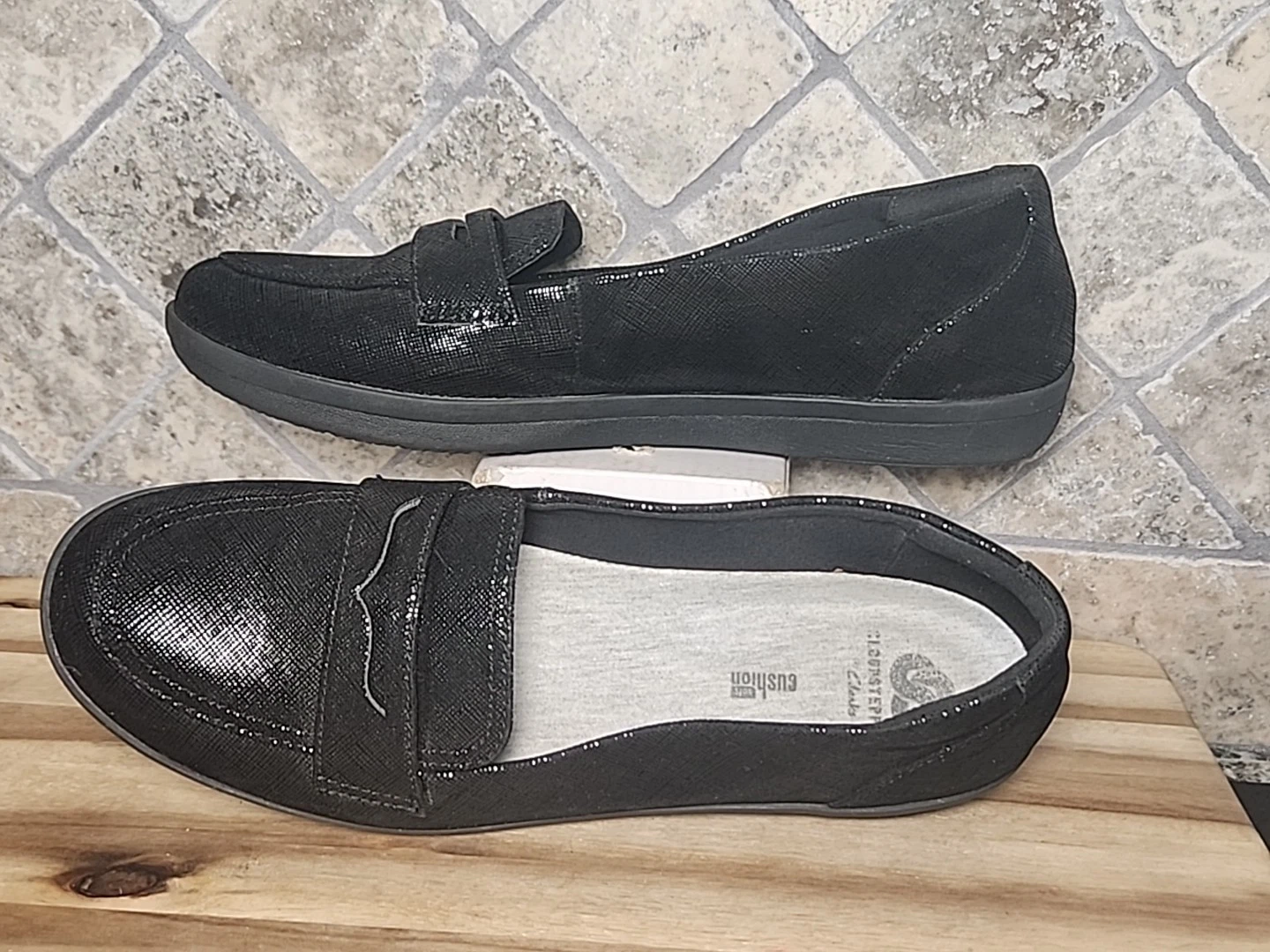 Mocassino Clarks Cloudsteppers Ayla Form Penny nero scarpa ecopelle taglia 10 M