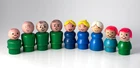 Lot of 9 Vintage Fisher Price Little People All Wood Heads and Bodies