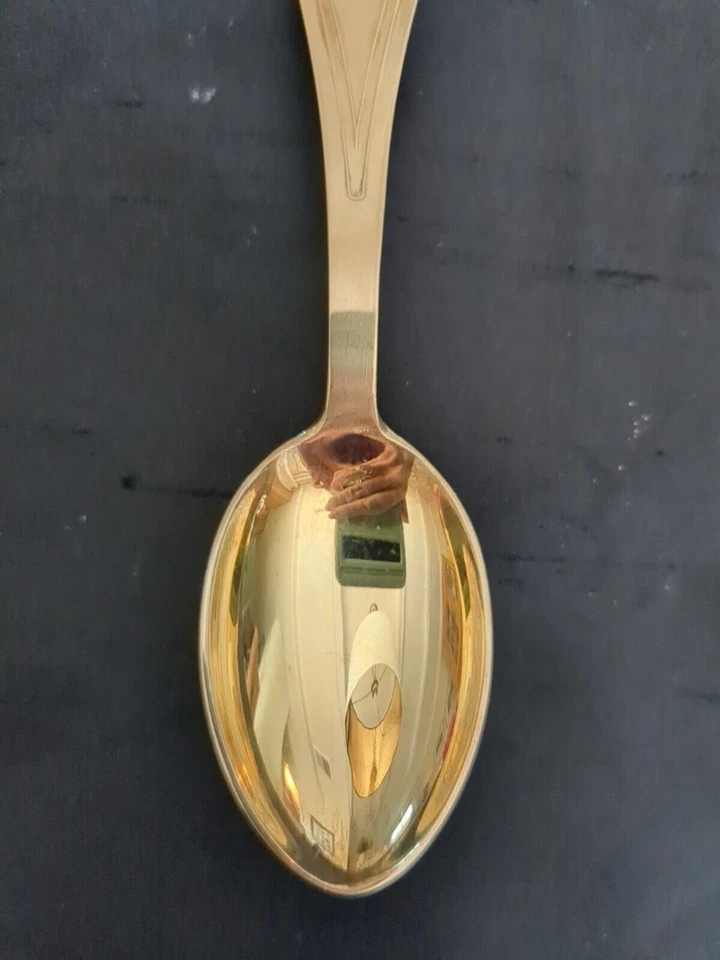 A. Michelsen Copenhagen Danish Sterling Gilded Reindeer Christmas Spoon 1948  - Image 3 of 4