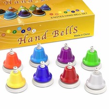 Desk Bells, 8 Notes Diatonic Metal Hand Bells, Rainbow Music Bells, Musical L...