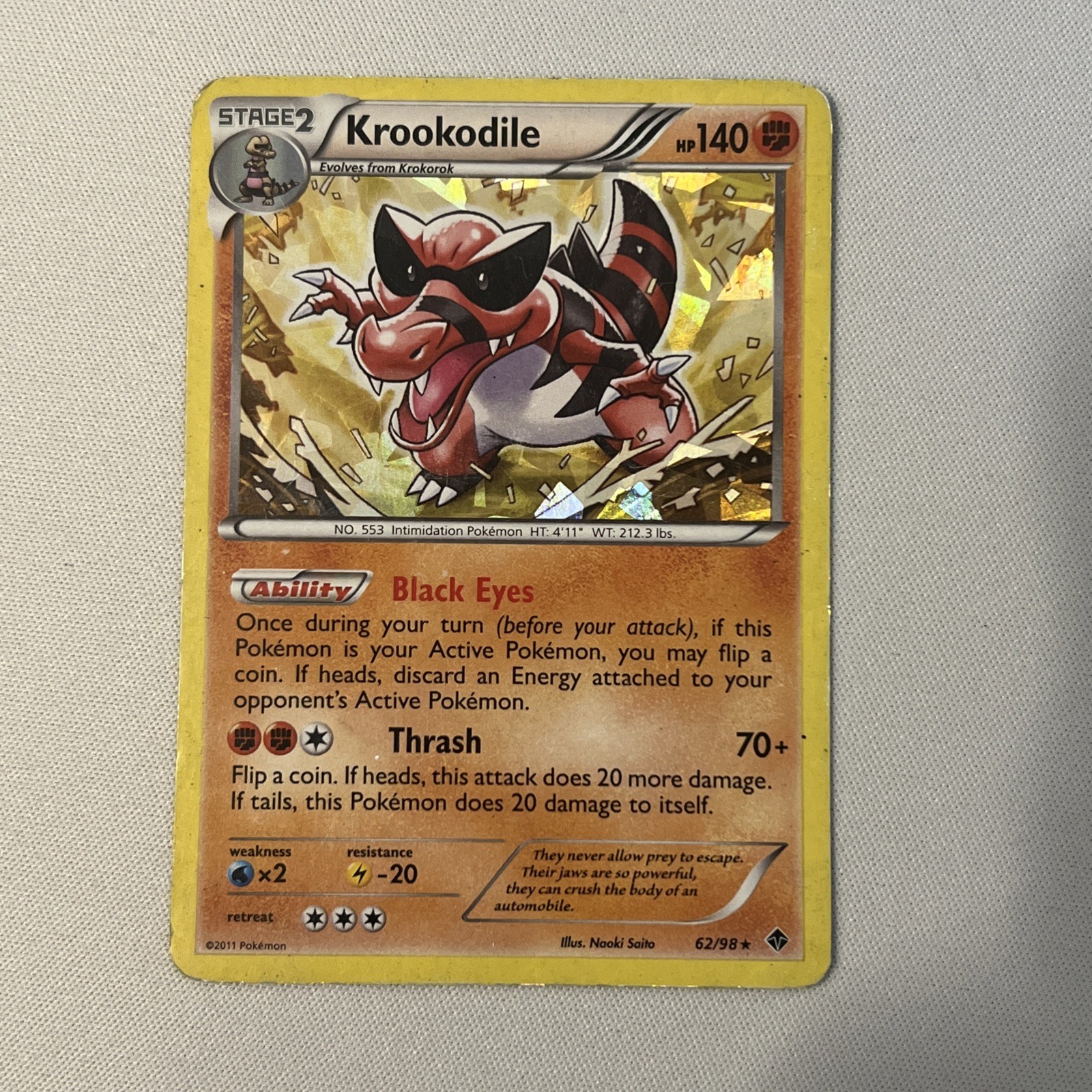 Pokemon TGC 2011 Emerging Powers Krookodile 62/98 Cracked Ice Holo Near Mint