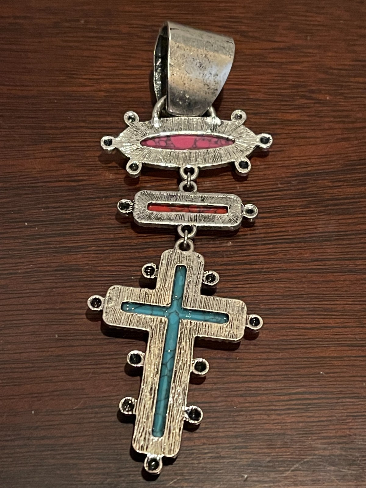 Multi-Stone Statement Pendant with Oval Pink, Red… - image 2