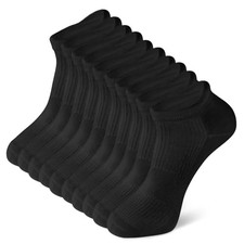 BLNK Life Ankle Athletic Socks for Men, Cushioned Cotton Low 5-9 Black-5pairs