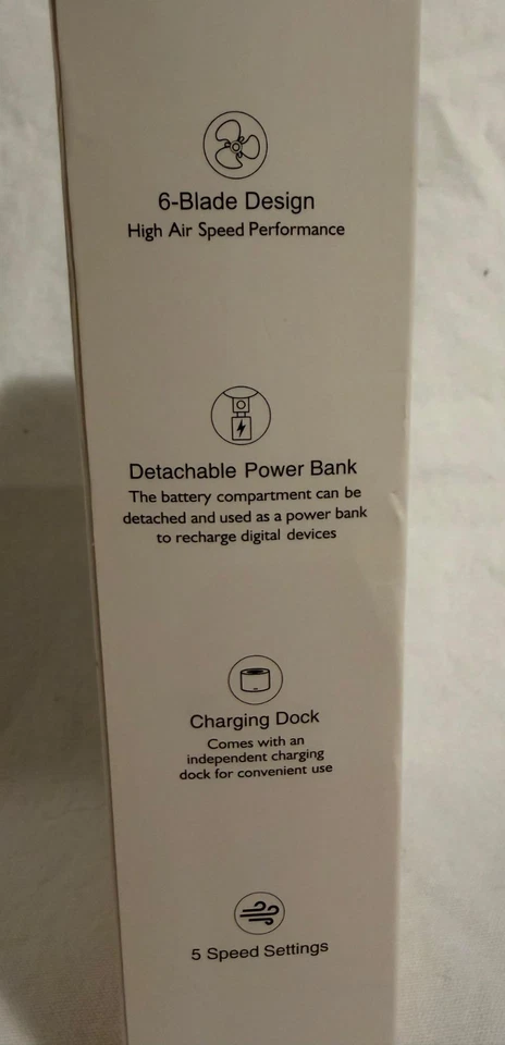 Mini ventilador portátil recargable Geek Aire + banco de energía 6 aspas 5 velocidades rosa ligero Foto 4 de 4