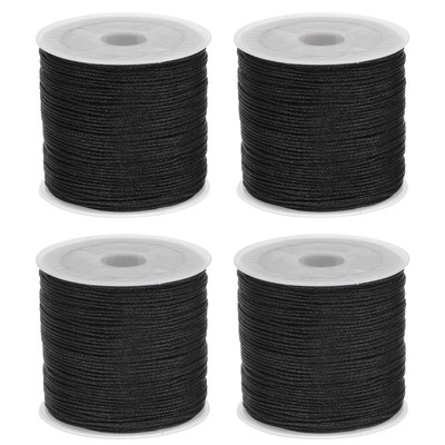 4 Rolls Nylon String Cord 45 Yards 0.8mm Nylon Cord Beading, Black