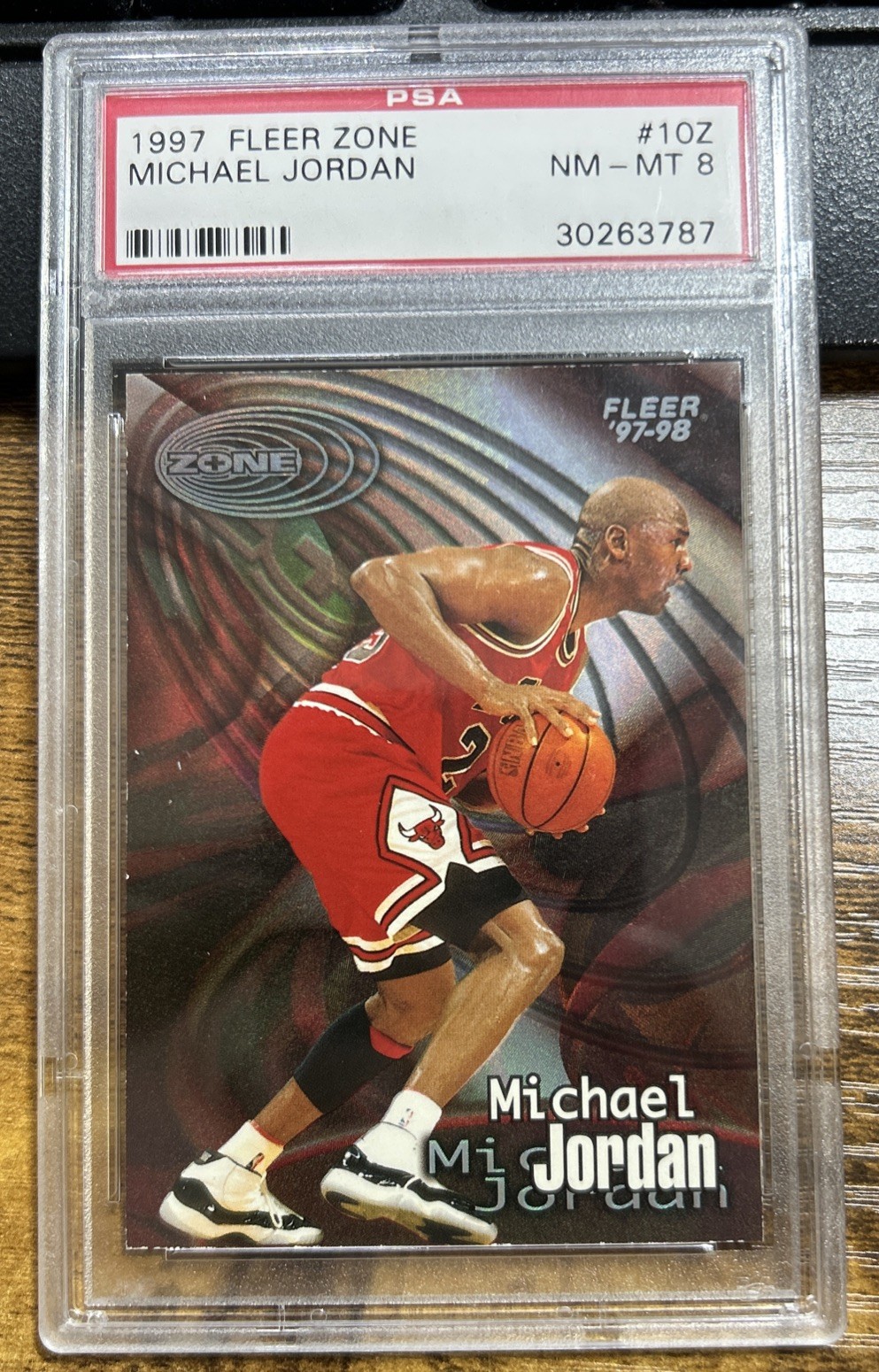 Michael Jordan 1997-98 Fleer Zone Rare #10Z Chicago Bulls PSA 8 Low Pop