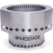 Patented Smokeless Fire Pit for Outdoor Wood Pellet Burning Spark with Portab...