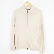 Massimo Dutti ladies jumper size L 40 cotton cashmere full zip beige