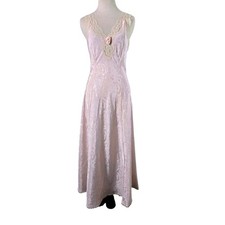 NWT Val Mode Vintage Pink Gown Nylon Satin Lingerie Slip Dress Long Nightgown S