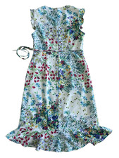 Karl Lagerfeld Dress Sz 8 White Red Green Blue Sleeveless Floral