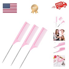 3 Packs 9 Inch Carbon Fiber Heat Resistant Teasing Comb with Metal Pick Styli...